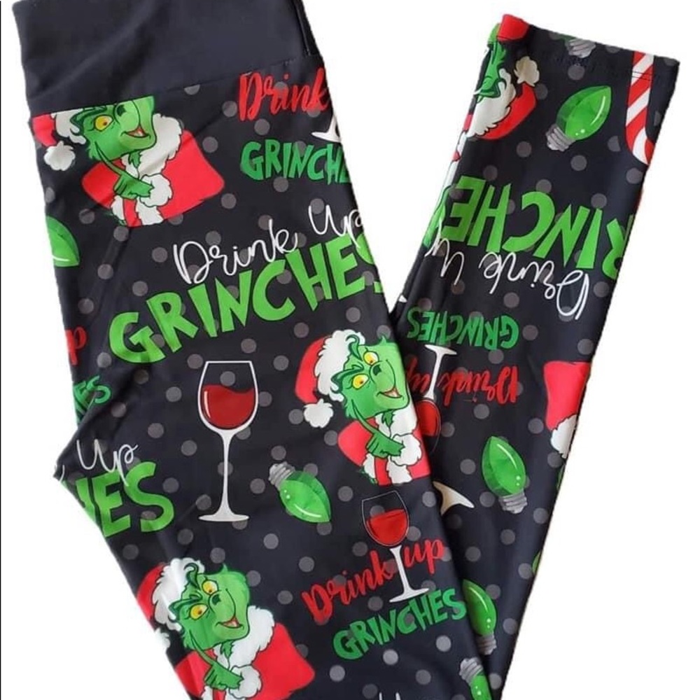 DRINK  UP GRINCHES CHRISTMAS LEGGINGS